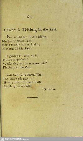LXXXVII. Flüchtig ist die Zeit