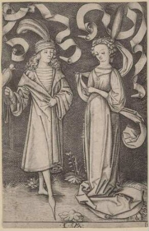 Jüngling mit dem Falken und Edelfräulein, aus: Verschiedene Darstellungen aus dem Alltagsleben