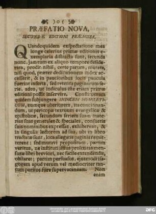 Praefatio Nova, Secundae Editioni Praemissa.