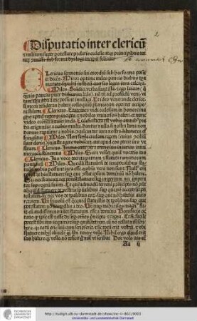Clericus sermonis sui exordium sub hac forma posuit dicens...