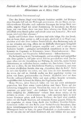 Festrede des Rector Johannei bei der feierlichen Entlassung der Abiturienten am 4. März 1967