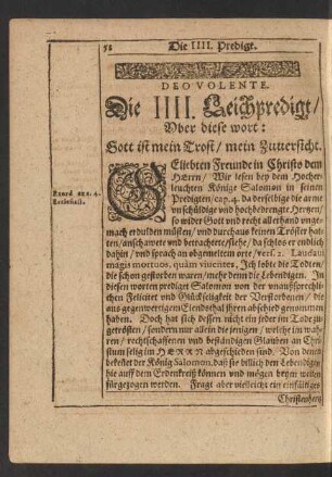 Die IIII. Leichpredigt/ Uber diese wort: Gott ist mein Trost/ mein Zuversicht