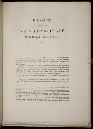 Ricerche Intorno Alla Vita Branchiale Degli Anfibi