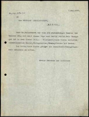 E. Buschor an Deutsche Gesandtschaft Athen