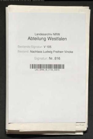 17 Briefe des Gatten Ludwig Vincke