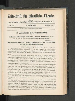 Heft XIX. 15. Oktober 1908. XIV. Jahrgang.