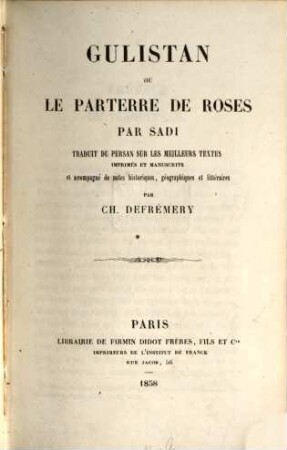 Gulistan ou le parterre de roses