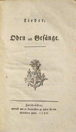 Lieder, Oden und Gesänge