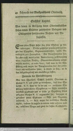 Sechstes Kapitel. Von denen in Ansehung derer Oberlausitzischen Lehen denen Ständen zustehenden Befugnis und Obliegenheit herührenden Rechten und Befugnissen