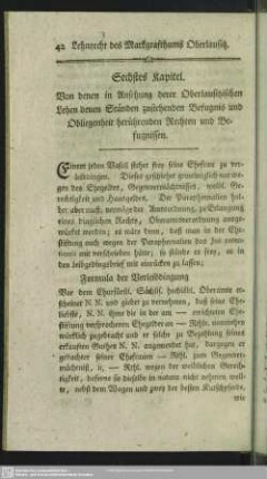 Sechstes Kapitel. Von denen in Ansehung derer Oberlausitzischen Lehen denen Ständen zustehenden Befugnis und Obliegenheit herührenden Rechten und Befugnissen