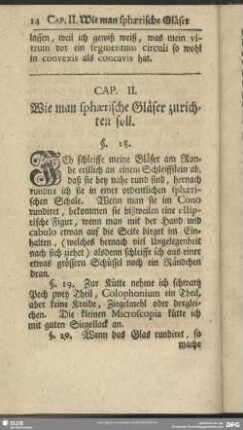 Cap. II. Wie man sphaerische Gläser zurichten soll