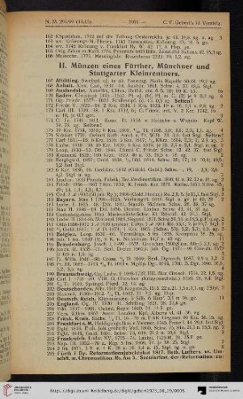 II. Münzen eines Fürther, Münchner und Stuttgarter Kleinrentners (Nr. 167-300)