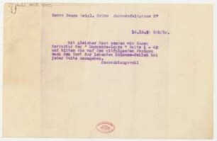 Brief an Bruno Weigl : 10.10.1924