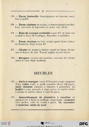 Meubles (Nr. 135-168)