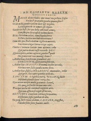 Ad Casparum Mascum Gorlicensem.