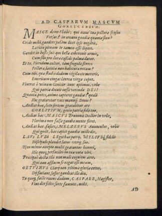 Ad Casparum Mascum Gorlicensem.