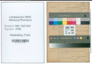 Entnazifizierung Franz Hasenpflug , geb. 16.03.1898 (Dachdecker)