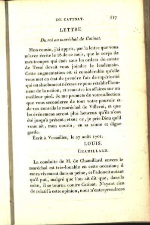 Lettre Du roi au maréchal de Catinat.