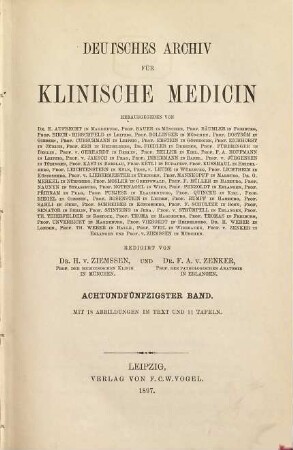 Deutsches Archiv für klinische Medizin. 58. 1897