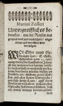 Unvorgreifliches bedencken/ [...]