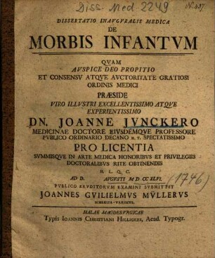Dissertatio Inavgvralis Medica De Morbis Infantvm