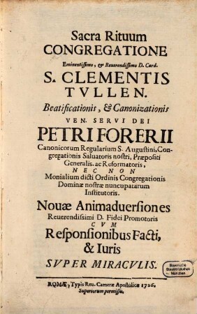 Processus Beatificationis Petri Foresii, 2