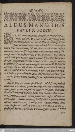 Aldus Manutius Pauli F. Aldin