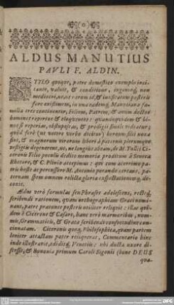 Aldus Manutius Pauli F. Aldin