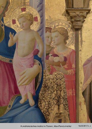 Polyptychon des heiligen Dominikus : Thronende Madonna und vier Engel
