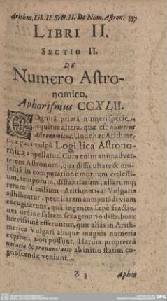 SECTIO II. DE Numero Astronomico.