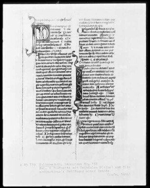 Liber officiorum episcopalium, Ms. 168, folio 9, Textseite mit Initialen P(rimo) und I(n ordinatione)