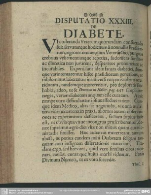 Disputatio XXXIII. De Diabete