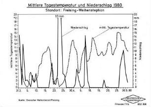 Mittlere Tagestemperatur und Niederschlag 1980
