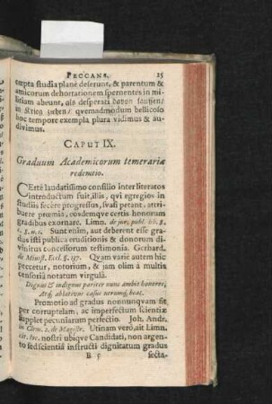 Caput IX. Graduum Academicorum temeraria redemtio.