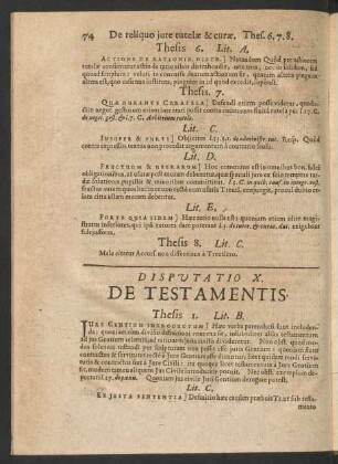 Disputatio X. De Testamentis