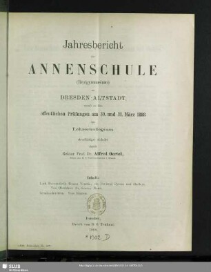 1897/98: Jahresbericht der Annenschule (Realgymnasium) zu Dresden-Altstadt : womit zu den öffentlichen Prüfungen ... das Lehrerkollegium ehrerbietigst einladet