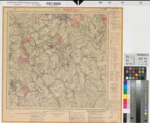 Katasteramt Meschede  Kreis Meschede, Meßtischblatt Eslohe 4715, Farbige Einzeichnung mit Namensliste