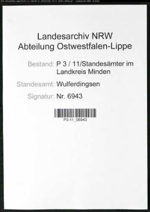 Sterberegister Standesamt Wulferdingsen