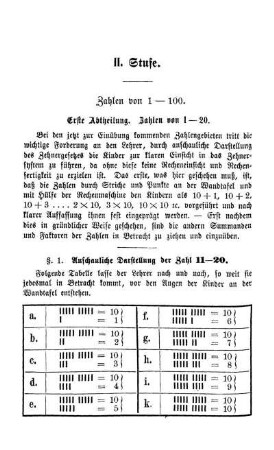 II. Stufe. Zahlen von 1 - 100.