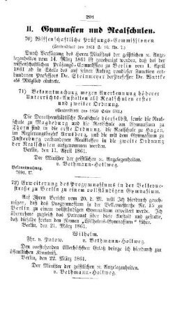 Wissenschaftliche Prüfungs-Commissionen : [II. Gymnasien und Realschulen]