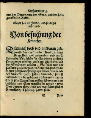 Von besuchung der Krancken.
