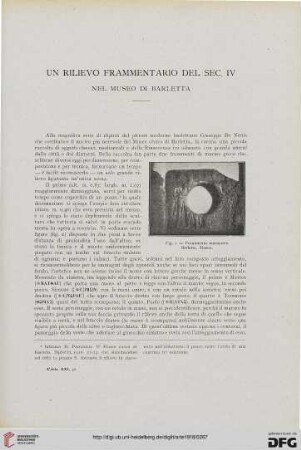 21: Un rilievo frammentario del sec. IV nel Museo di Barletta