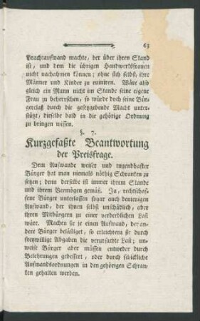 §. 7. Kurzgefaßte Beantwortung der Preisfrage