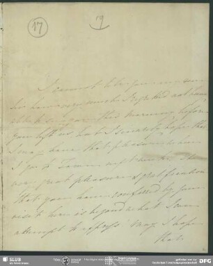 Eigenh. Brief von Charlotte Malcolm an August Wilhelm von Schlegel, London, 01.11.1823