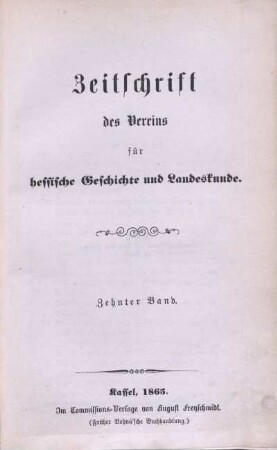 10: Zeitschrift des Vereins für Hessische Geschichte und Landeskunde