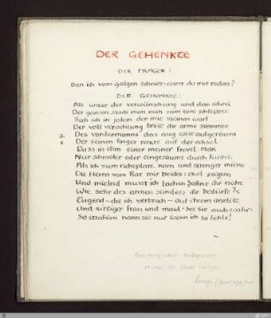 Der Gehenkte : [SW IX: hH6]; [SW IX, S. 51-52/153] / Geschrieben von Max Kommerell