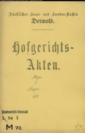 Meyer, Jakob gegen Otto Henrich Böger, Richter zu Lage - Schuldforderung