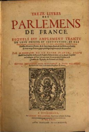 Treze livres des parlemens de France