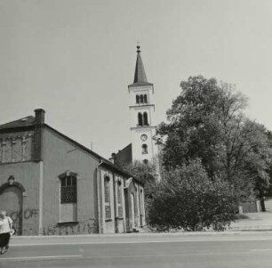 Callenberg. Ortsteilansicht von der Budnestraße gegen Katharinenkirche (nach Osten)