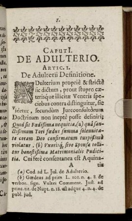 Caput I. De Adulterio.